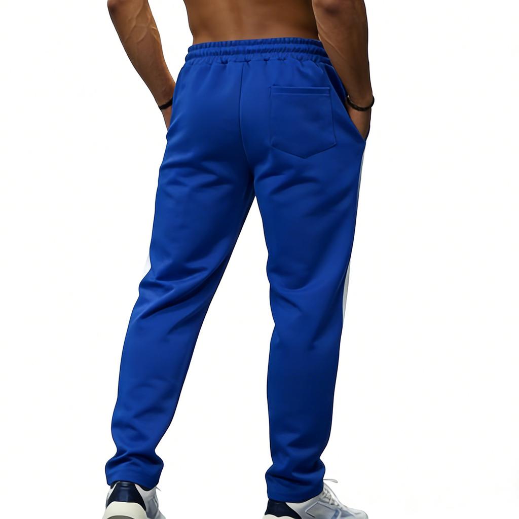 Men's Drawstring Sweatpants Men‘s’ Straight Leg Color-blocked Casual Pants