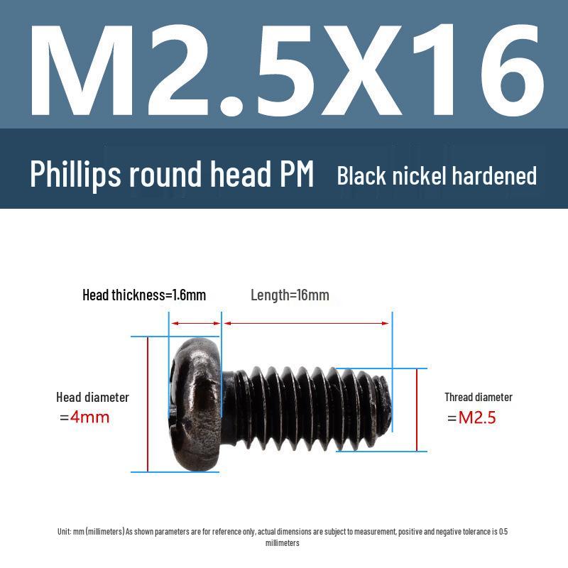 Yigu Schwarznickel Kohlenstoffstahl PM Phillips Rundkopfschrauben m2-m4 Senkkopfmaschinenschrauben für Elektronik