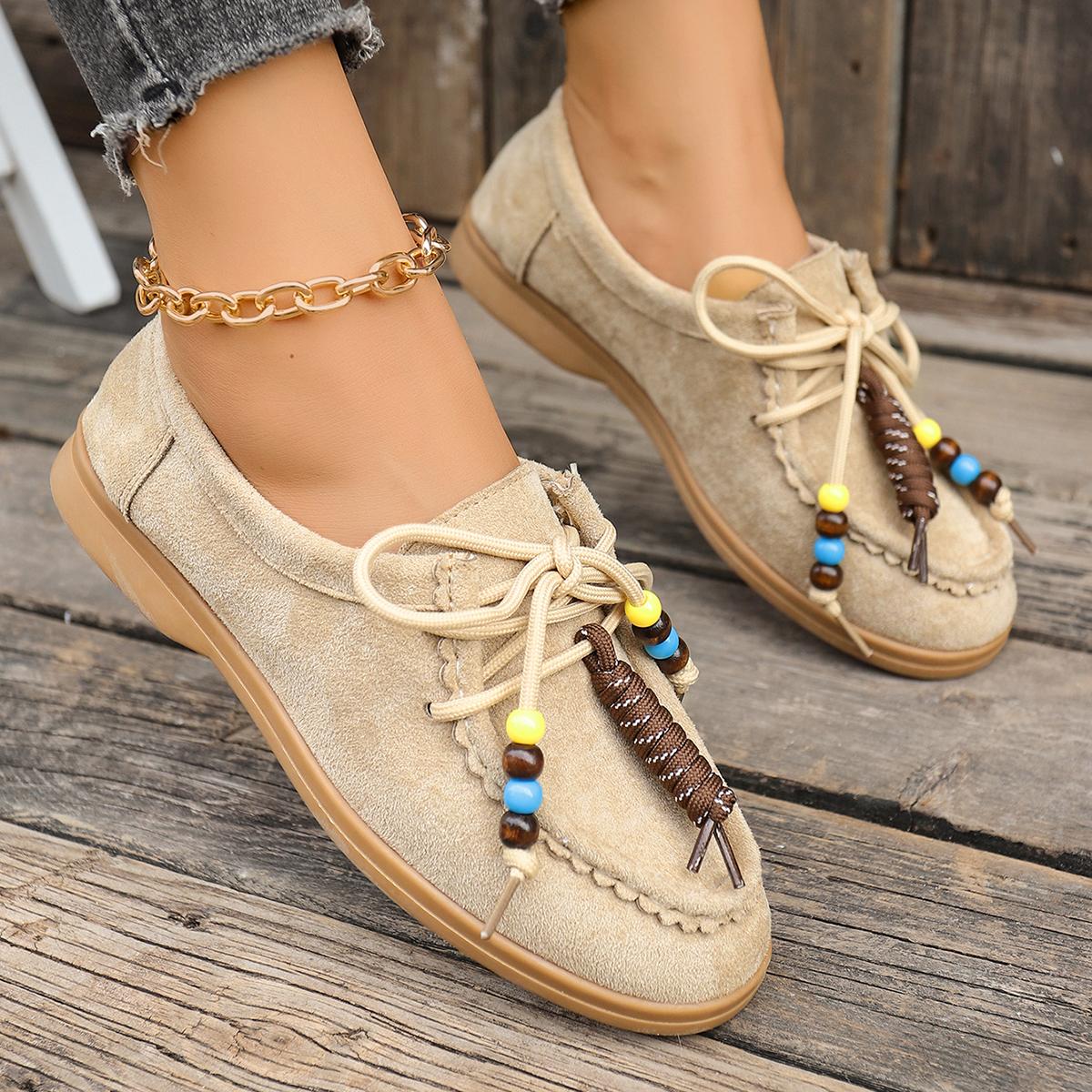 

Модные женские кроссовки с круглым носком и глубоким вырезом, женские осенние 2025, новые ретро плоские туфли, женские платформенные уличные кроссовки на шнуровке, мягкие лоферы 36 бежевый