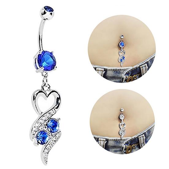Mode Chirurgenstahl Herz Strass Bauchnabelpiercing Nabelschmuck