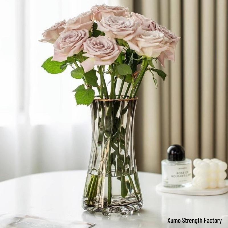 Light Luxury Nordic Glass Vase for Hydroponic Lily Flower Arrangement
