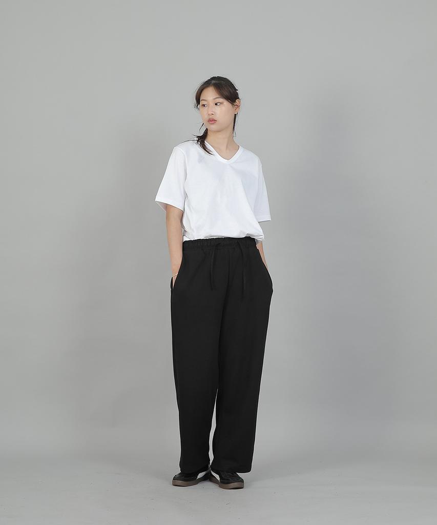 SAINTCREW Soft Elastic Waist Wide Pants Esb-384 Black