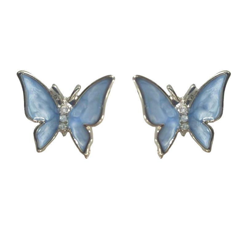 Exquisite Blue Butterfly S925 Silver Stud Earrings for Women - 2024 New Arrival, Versatile, Niche Ear Jewelry