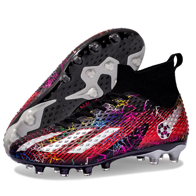 Scarpe da Calcio High-Top Giovanili da Uomo per Competizione e Allenamento con Tacchetti Lunghi TF per Erba Sintetica.