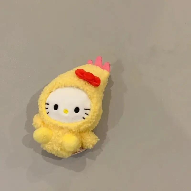 Adorable Hello Kitty Broccoli Plush Keychain Cute Vegetables Kawaii Design With Pink Tag жёлтый