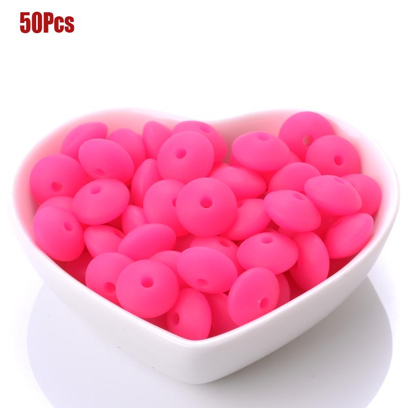 50pcs/lot 12mm Silicone Spacer Beads for DIY Charms Newborn Nursing Accessories Necklace Pacifier Chain Teething Toy BPA Free