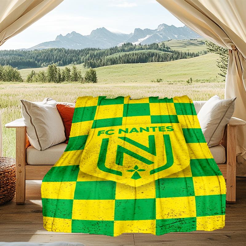 1PC Fc Nan-tes Crest Design Printed Soft Flannel Blanket Throw for Adult Bedroom Living Room Sofa Camping Travel Fan gifts Christmas Gifts