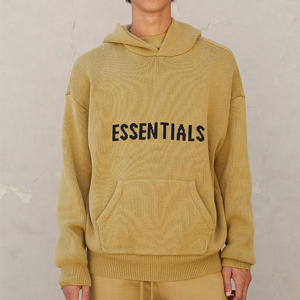 Fear of God Essentials FW21 Knit Pullover With Thick Logo Unisex Sweatshirt Amber FOG-FW21-015