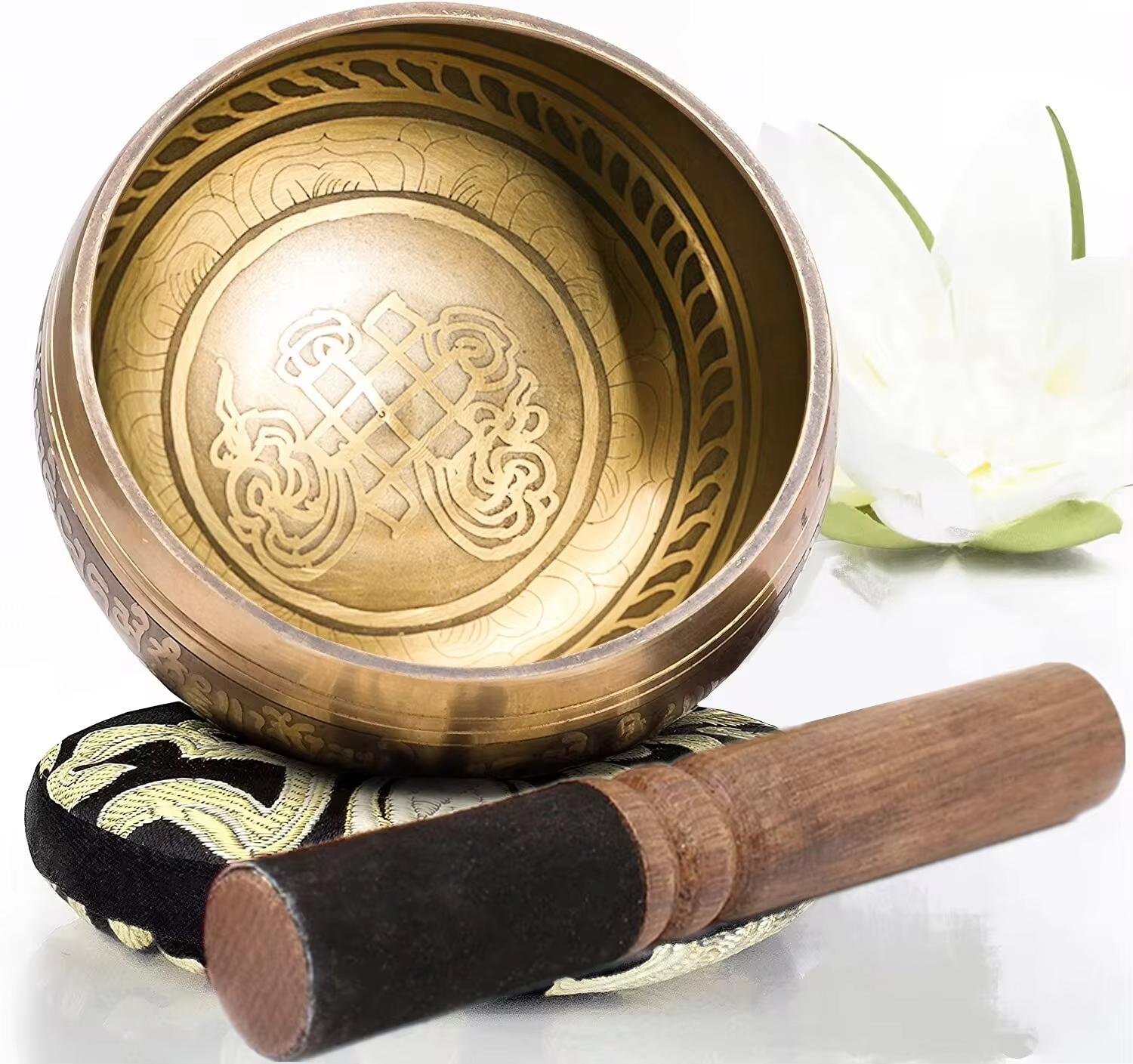 

Tibetan Singing Bowl Set, Totem with Sound, Meditation Bowl, Unique Gift, Useful for Meditation, Yoga, Stress Relief