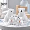Cute Bear Family Set 4Pcs Mini Polar Figurines, Miniature Mother and Baby Ornaments, Figurines Animal Statues, Micro Landscape DIY Desktop Tabletop
