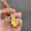 Light Luxury 24K Real Gold Diamond-inlaid Feather Pendant Necklace Au9999 Pure Gold Brushed High-end Collarbone Chain