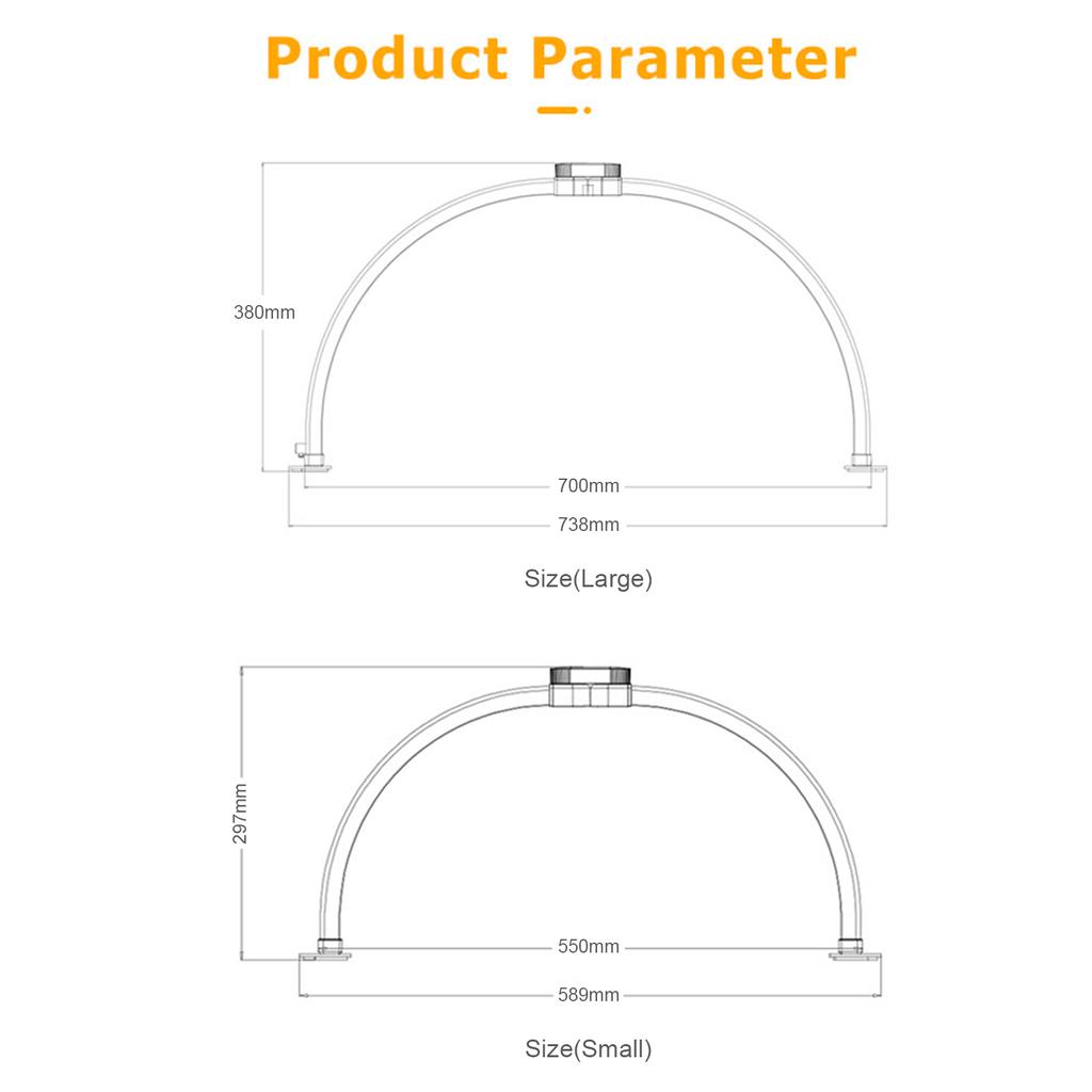Half Moon Nail Lamp Lash Embroidery Beauty Lamp Adjustable 10 Levels of Brightness and 3 Levels of