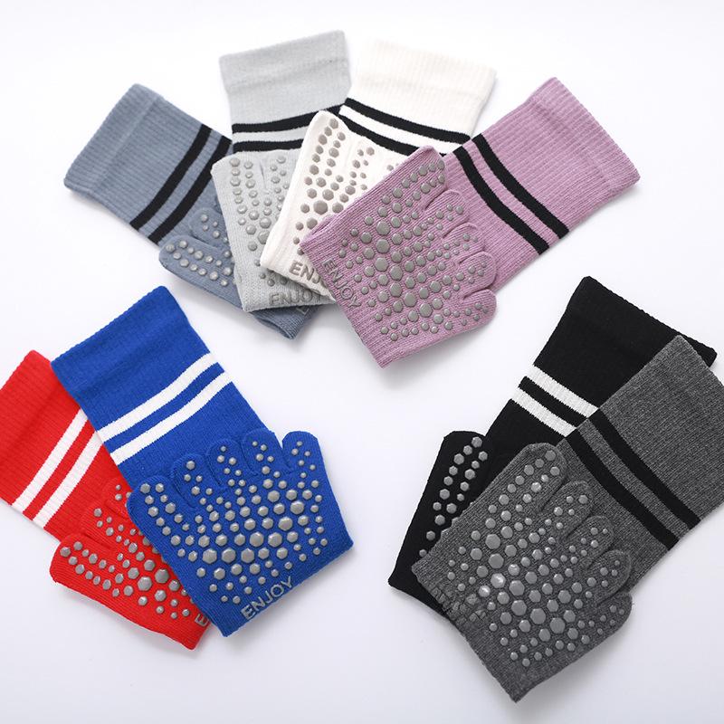 Silicone Non-Slip Five-Finger Yoga Socks for Girls - Pilates & Fitness Split Toe Socks