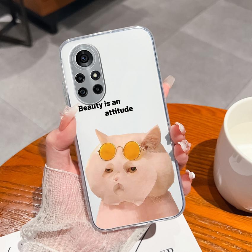 Case For Huawei Nova 8 9 10 11 Pro SE P Smart 2019 2020 Y60 Y70 Cute Black Cat Phone Cover Soft Slim TPU Shockproof Transparent Shell For Huawei Cases