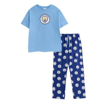 Manchester City FC Heren Crest Korte Mouw Lange Pyjama Set