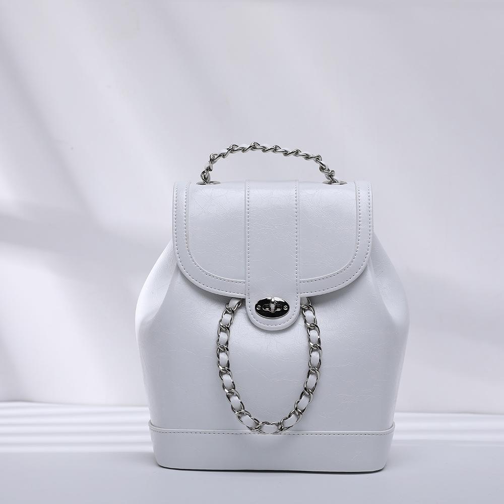 Real cowhide Korean ins niche cardinal bag high-end chain light small fragrant wind backpack