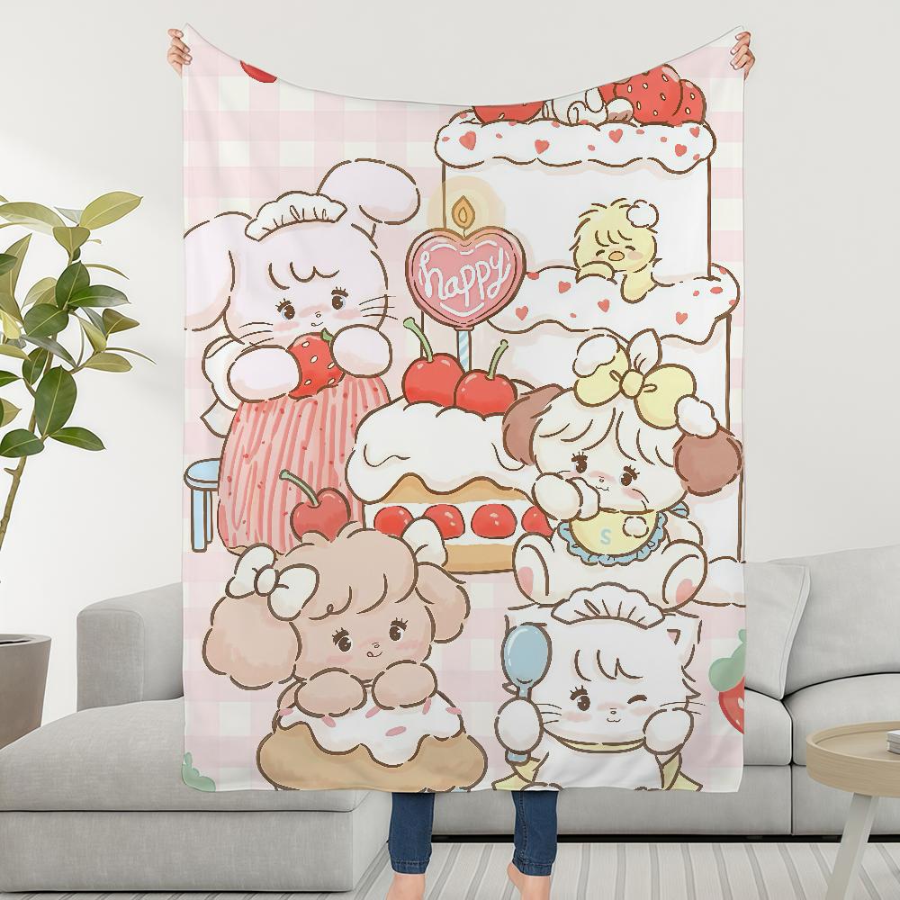 Blanket Throw Cat Super Cosy Plush Living Room Carton Sofa Couch Kawai Childish M-MikkoS-ES Birthday Gifts