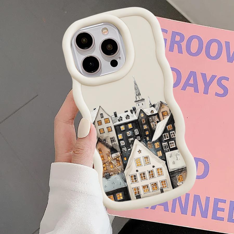 Soft Phone Cover Case for iPhone 17 Air 16 Pro Max 8 13 14 12 15 Plus 11 XR Cartoon Architecture