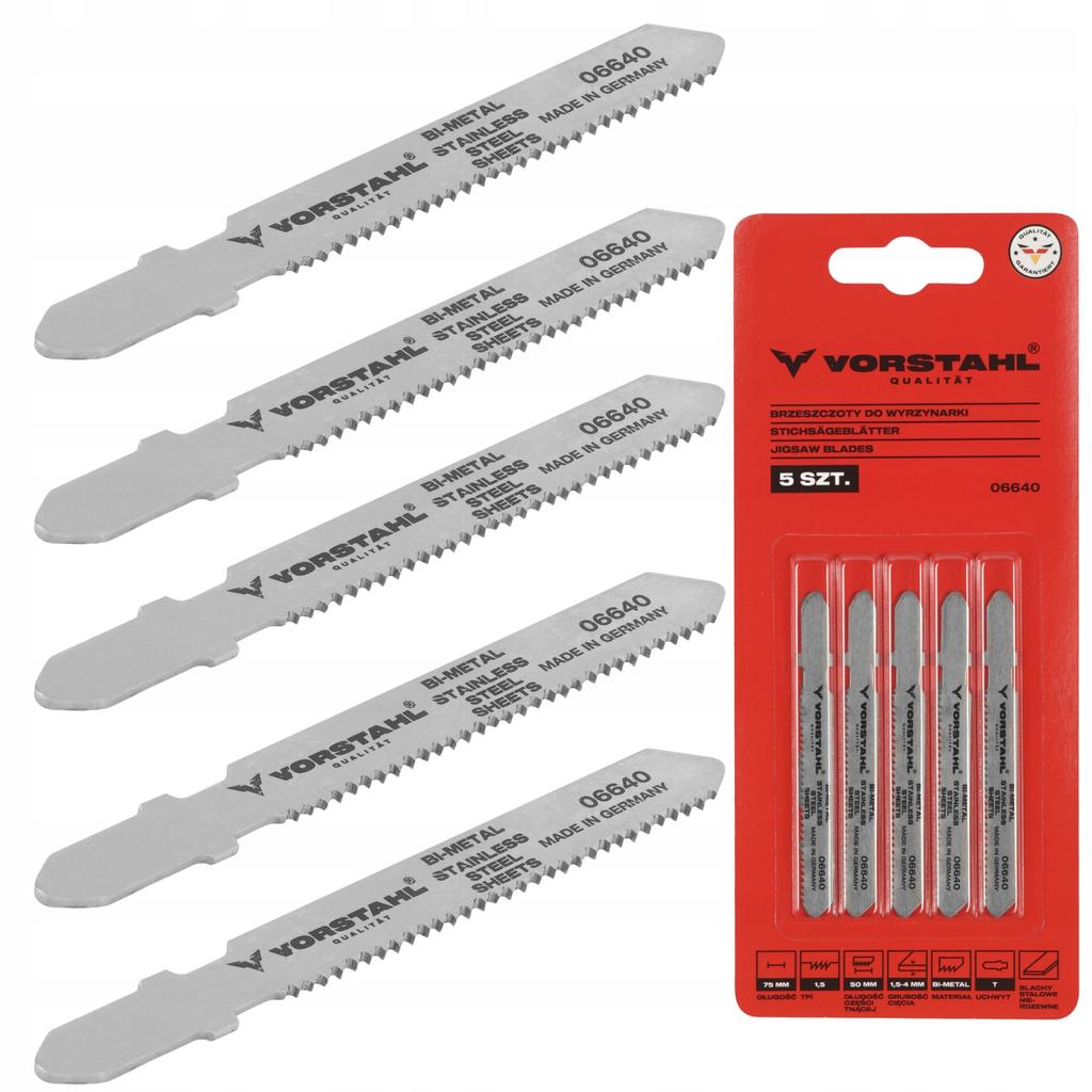 JIGSAW BLADES FOR SHEET METAL (T) 75mm BI-METAL > 5pcs < Vorstahl