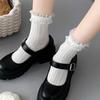 Milky White Bow Lace Socks Women Cute Lolita Japanese Jk Lace Socks Lolita Sweat-Absorbent Mid-Tube Socks