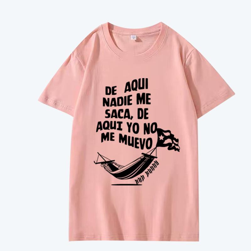 

Bad Bunny Debi Tirar Mas Fotos T Shirt men women Oversized 100% Cotton short sleeve Summer print Unisex plus sizetops S рожевий