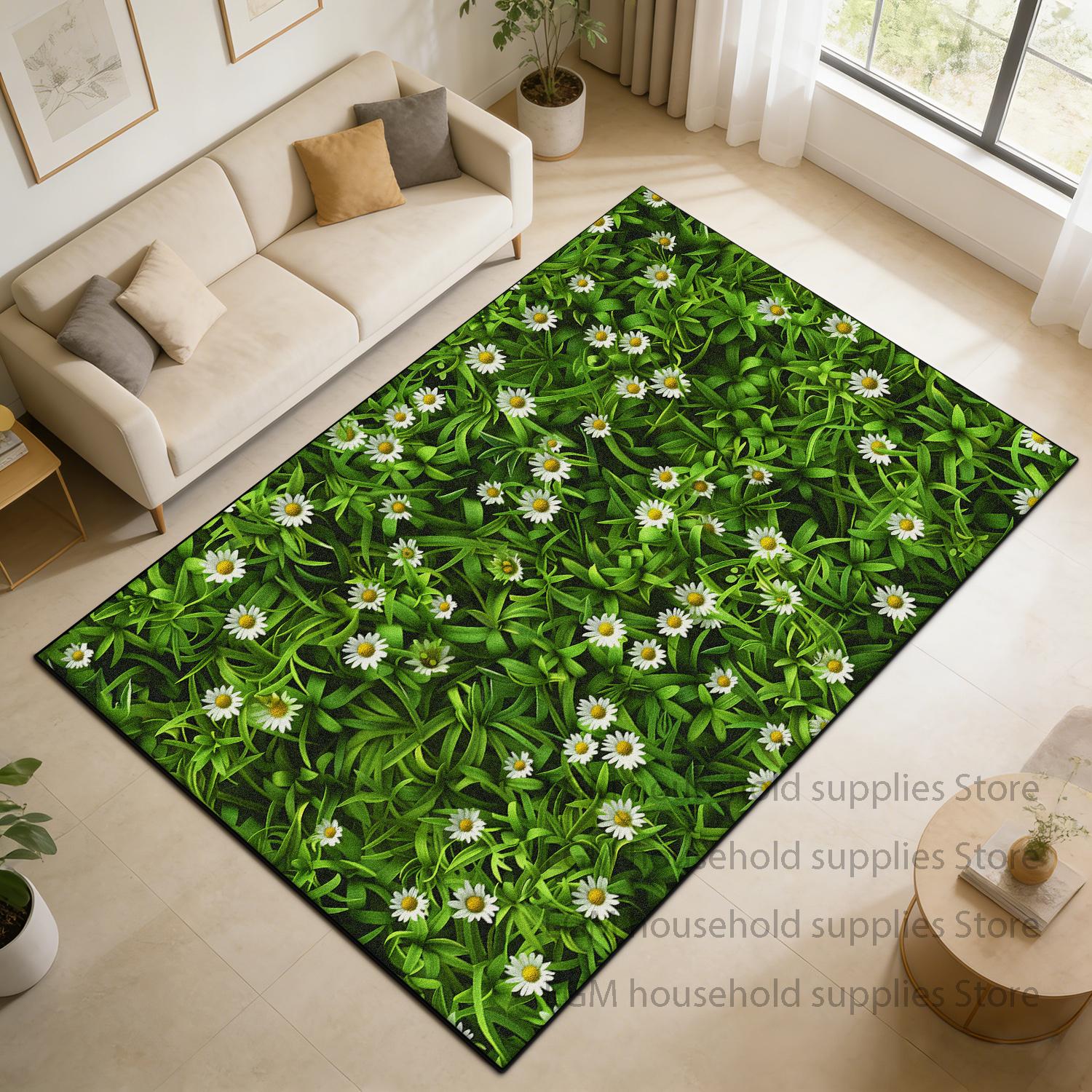 

3D Green Plant Pattern Carpet Retro Living Room 3D Decor Rugs Children Bedroom Non-slip customizable Floor Mat Easy cleaning 60x90cm