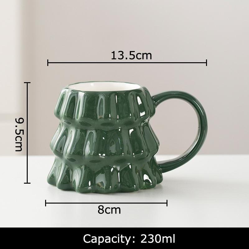 Christmas Tree Porcelain Mugs Water Cup Xmas Tableware 230ml Coffee Mug Dining Table Afternoon Tea Teacup Fruits Juice Cup 230ml