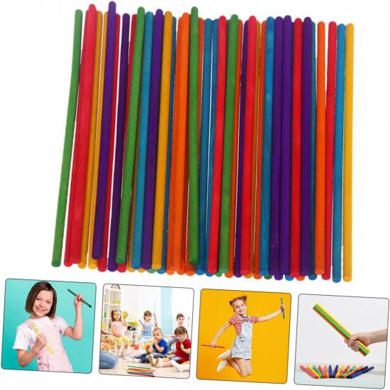Toyvian 50pcs Wood Rhythm Sticks Set for Kids Musical Drum Sticks