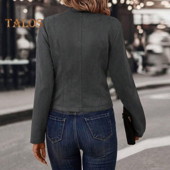 Frühlings- und Herbstmantel für Damen, zweireihig, Stehkragen, Knöpfe, schmale Passform, lange Ärmel, Strickjacke im Retro-Stil, Outdoor-Jacke für den Alltag