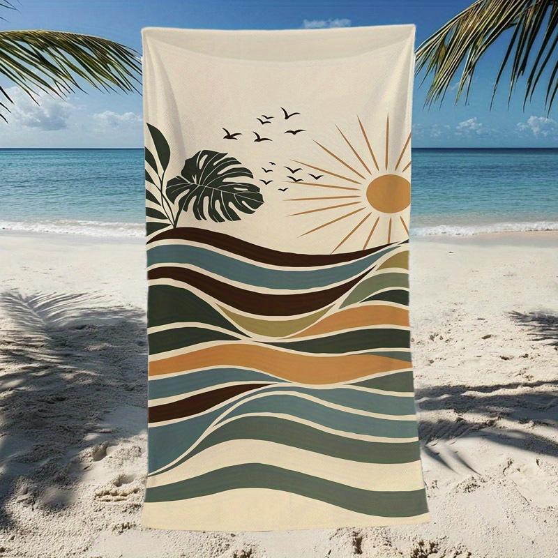 

Tropical Leaf Sun Design Beach Towel, Ultra Soft Large Quick Dry for Travel Camping W40*H60(CM)