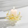 New Lotus Candle Holder Crystal Clear Figurines Tealight Candlestick Home Ornament Glass Everlasting Lamp Base Party Decor