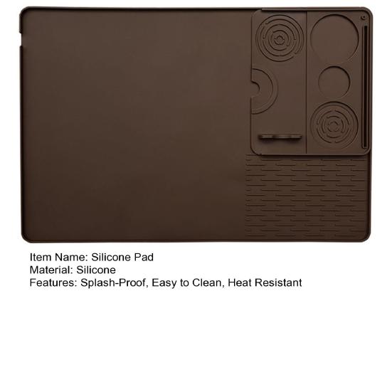 Silicone Coffee Machine Mat Non-Slip Heat Resistant Bar Tray with Removable Drying Rack Spill-Proof Cafe Accessories