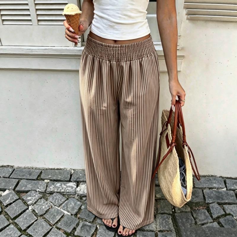 Women Striped Straight Leg Casual Vacation Long Pants