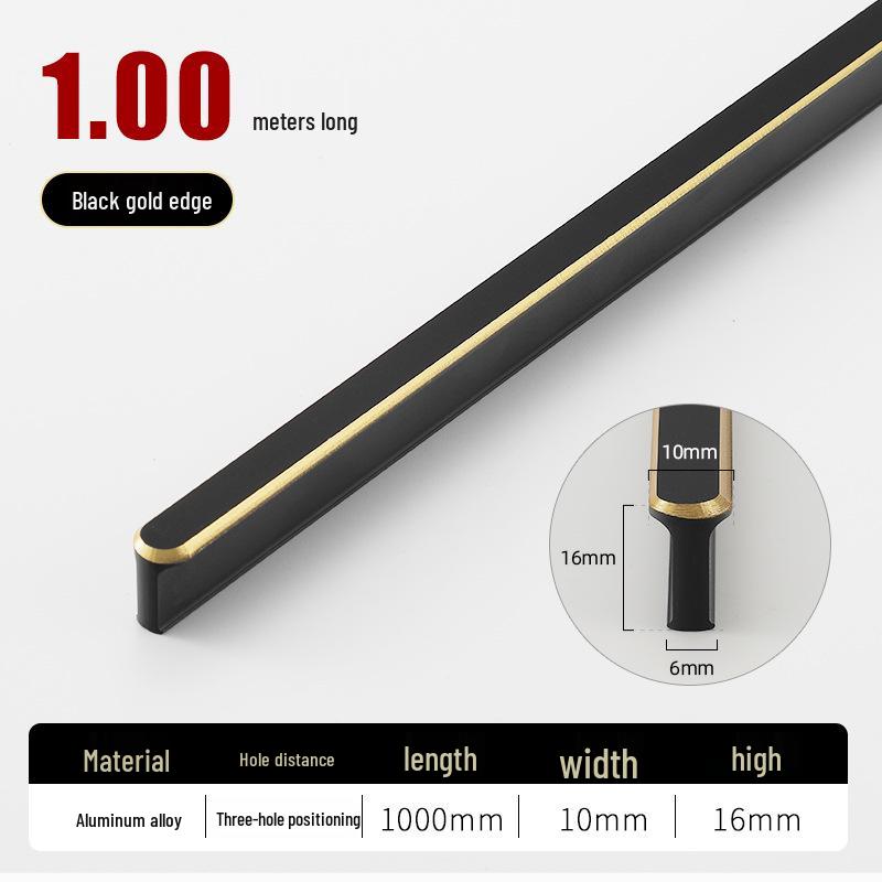 Round T-Type Black Wardrobe Door Handle with Gray, Gold, and Silver Edges