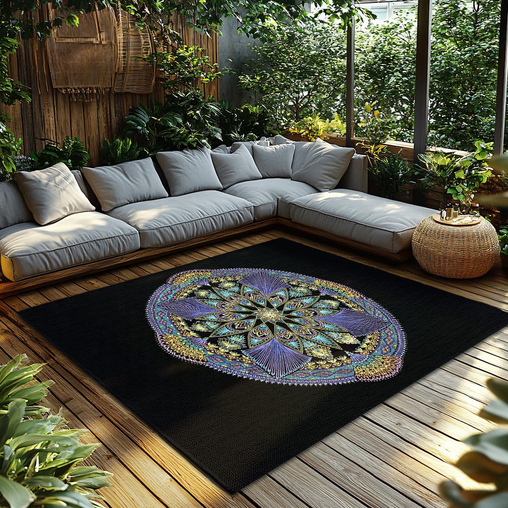 Intricate Mandala Pattern Area Rug Non-Slip Floor Mat Bohemian Home Decor Living Room Bedroom Carpet Artistic Design Modern Styl