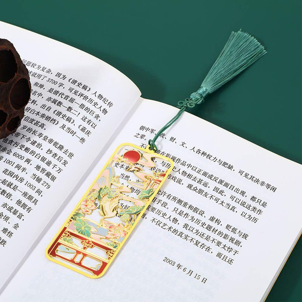 Tassel Brass Bookmark Painted Pagination Mark Retro Book Clip  School Office Supplies