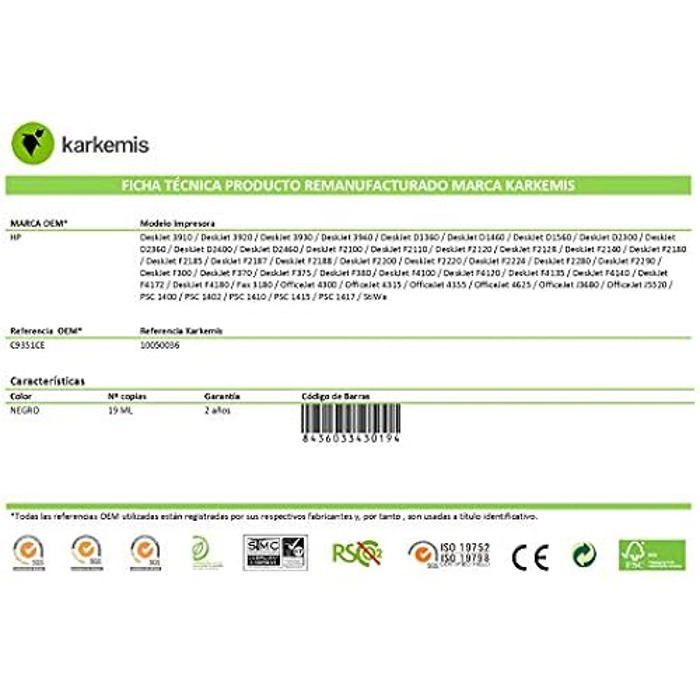 Karkemis K-C9351AE Cartouche D'encre Noir