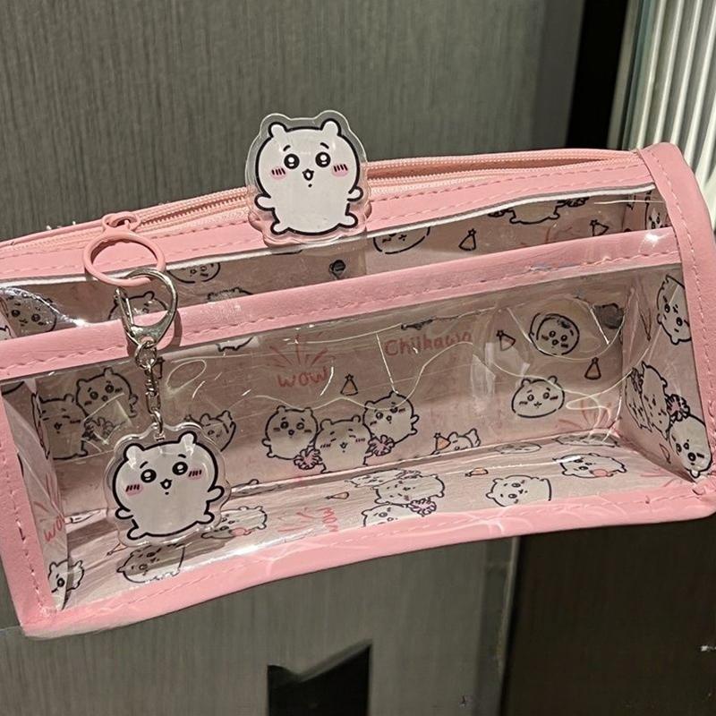 

Мультяшный полупрозрачный пенал многослойный вертикальный большой емкости сумка для хранения канцелярских принадлежностей школьные принадлежности косметичка