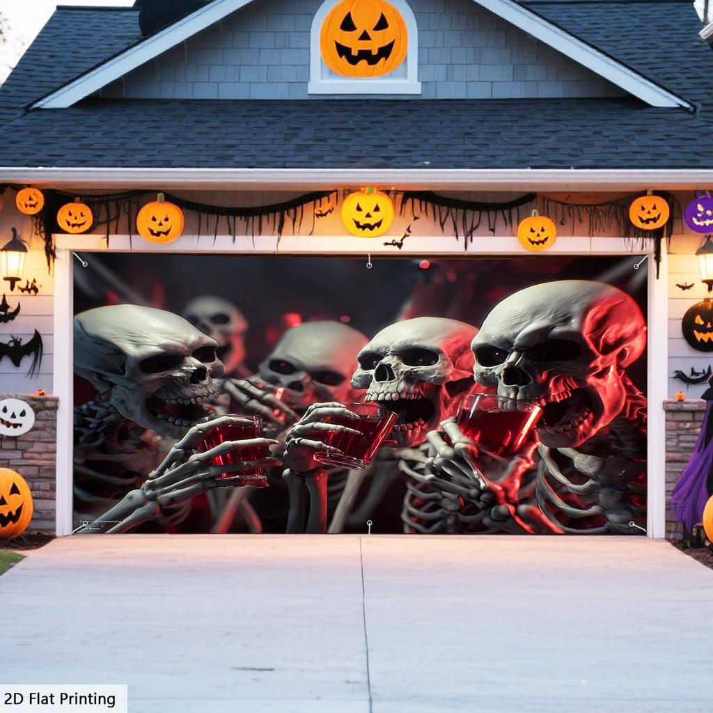 2D Flat Print 1pc -Oversized-Halloween Skeleton Decor Multi Purpose Holiday Decor Yard Decor-Easy to