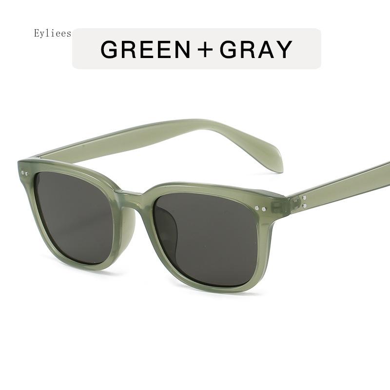 New Ins Popular Fashion Square Candy Color Sunglasses Women Blue Vintage Rivets Men Shades UV400 Gafas