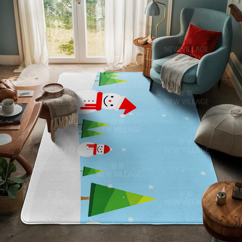 House Entrance Carpet Home Door Mat Living Room Bath Foot Bathroom Non-slip Water Absorption Rugs Bath Merry Christmas Winter