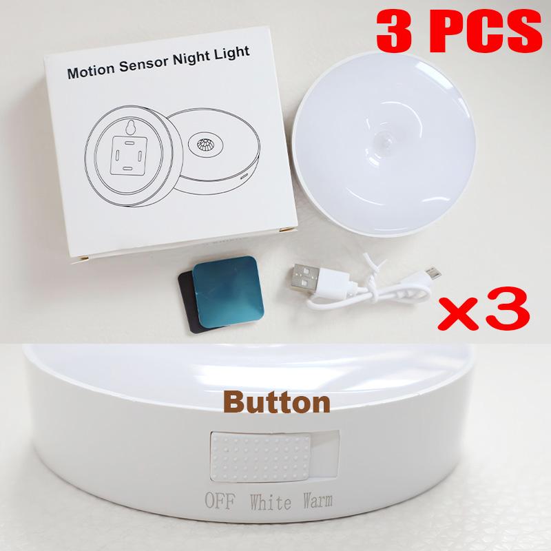 Led Light Sensor Movement Night Light USB Rechargeable Night Lamp For Kitchen Closet Light Wireless Led Wardrobe Staircase Lamp