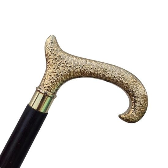Elegant Black Walking Stick with Gold Handle  Style Cane for Men, Fashionable Walking , Gentlemen’s Accessory