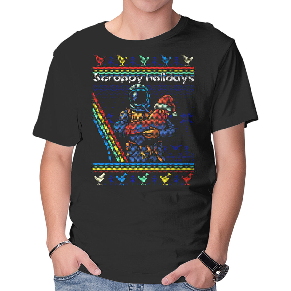 Unisex Crew Neck T-Shirt Scrappy Holidays Graphic Short Sleeve Casual Tee XXXL