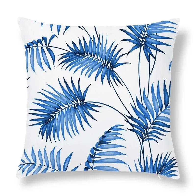 Green Leaf Print Decorative Pillowcase Car Sofa Square Cushion Pillowcase