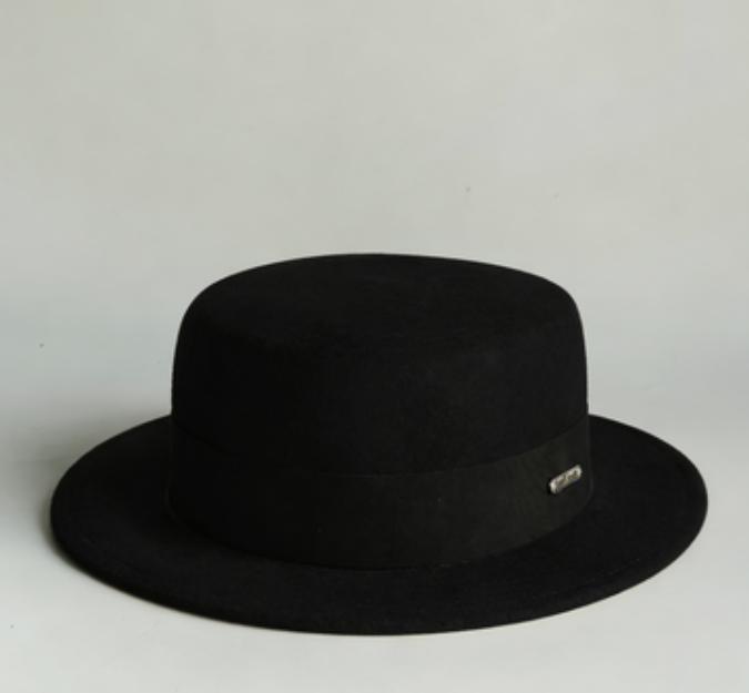 

French wool hat women Vintage fedora Hat wool soft Flat Top hats men Panama Gentlemen Church Jazz Hat Short Flat Brim Hat 56-58