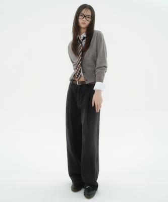 MUSINSA STANDARD WOMAN Women'S Deep Tuck Extra Wide Denim Pants [Washed Black]