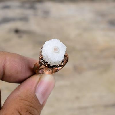 Regenbogen Mondstein Druzy Ring Elektrogeformter Kupferring Verstellbarer Ring Edelstein Kupferschmuck Handgemacht Elektrogeformter Schmuck Geschenk für Mama
