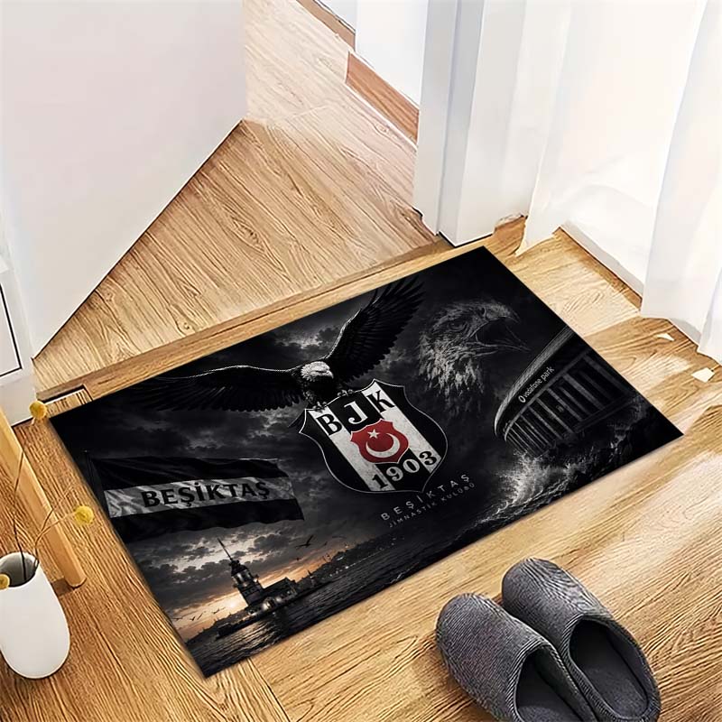 Football Club Emblem Art Print Area Rug Non‑Slip Floor Mat Living Room Bedroom Sport Decor