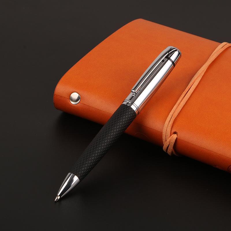 Rotating Metal Ballpoint Pen PU Leather Business Advertising Gift Oil Pen Stationery, Student Pens, Office and Business Pens